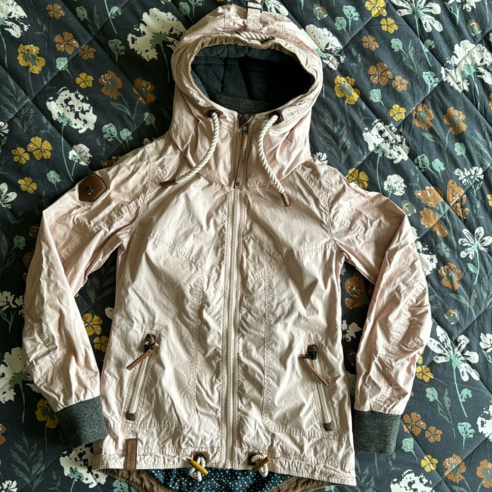 Naketano Women’s Pink Zip-Up Hooded Sz S Jacket